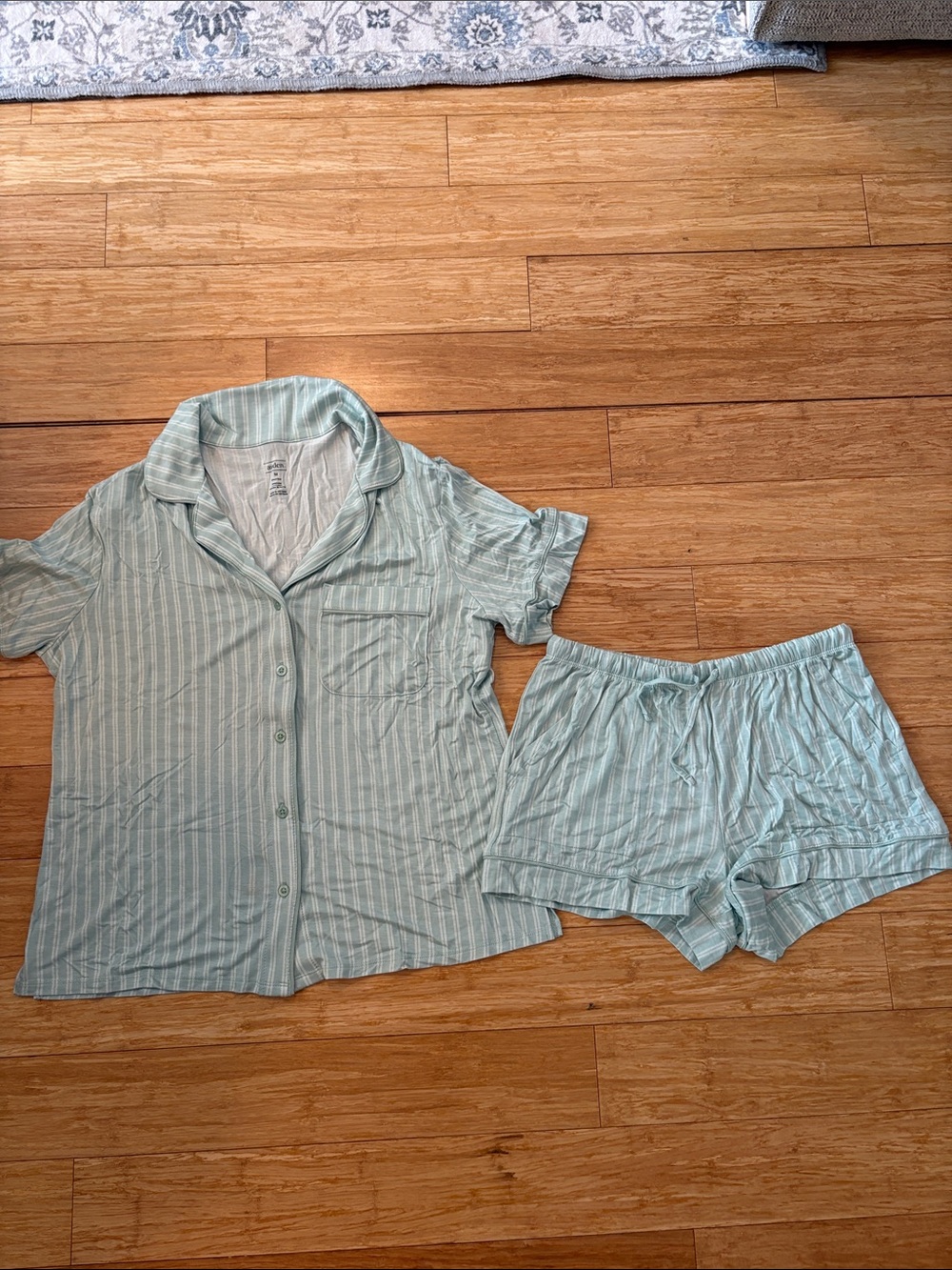 Auden Mint Green Striped Short Pajama Set